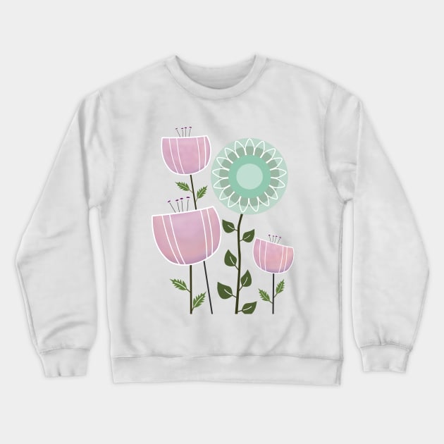 Mod Flowers Crewneck Sweatshirt by Carla BaremB